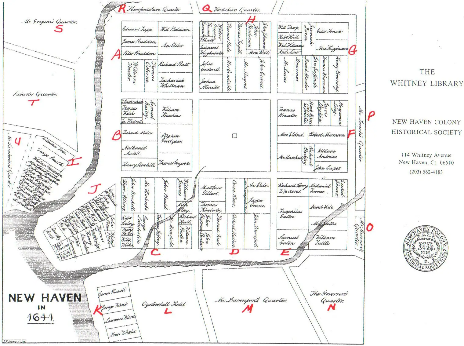 Brockett Map New Haven, 1641
